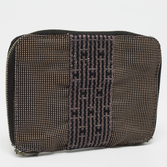 HERMES Grey Canvas Herline Zip Wallet - Picture 4 of 8